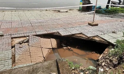 Sụt lún vỉa hè ở Khu Công nghệ cao TP HCM