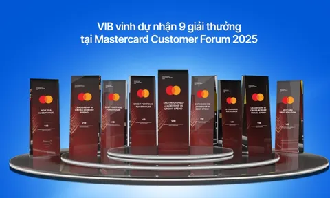 VIB nhận cùng lúc 9 giải thưởng từ Mastercard, khẳng định vị thế dẫn đầu thị trường thẻ Việt Nam