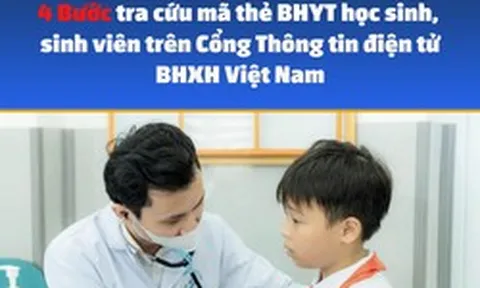 [Infographic] 4 bước tra cứu mã thẻ BHYT học sinh, sinh viên