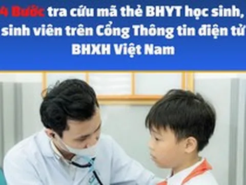 [Infographic] 4 bước tra cứu mã thẻ BHYT học sinh, sinh viên